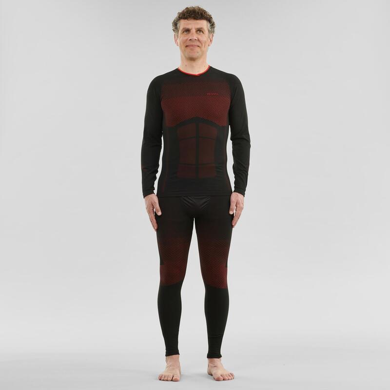 Sous-vêtement de ski thermique homme, 900 noir et  rouge