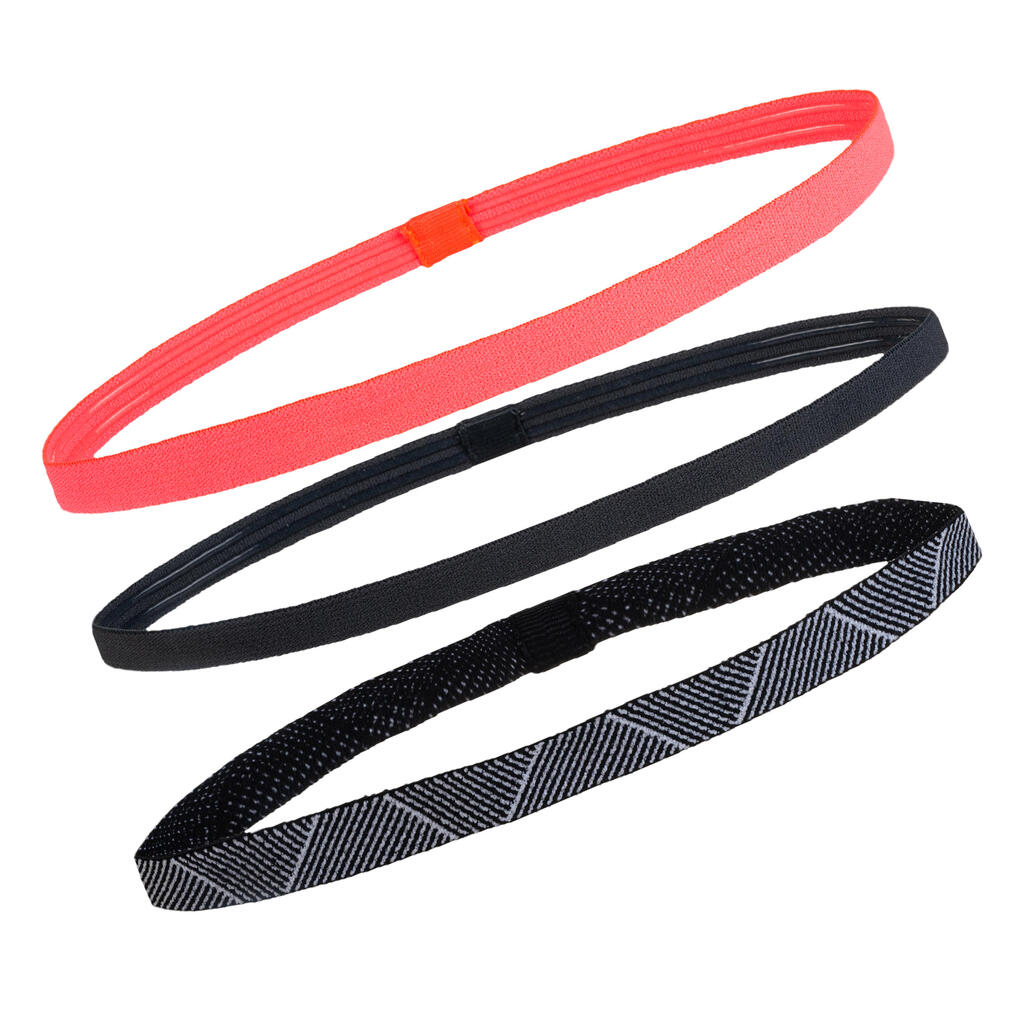 Cardio fitness training hair ties x 3 - pink/black