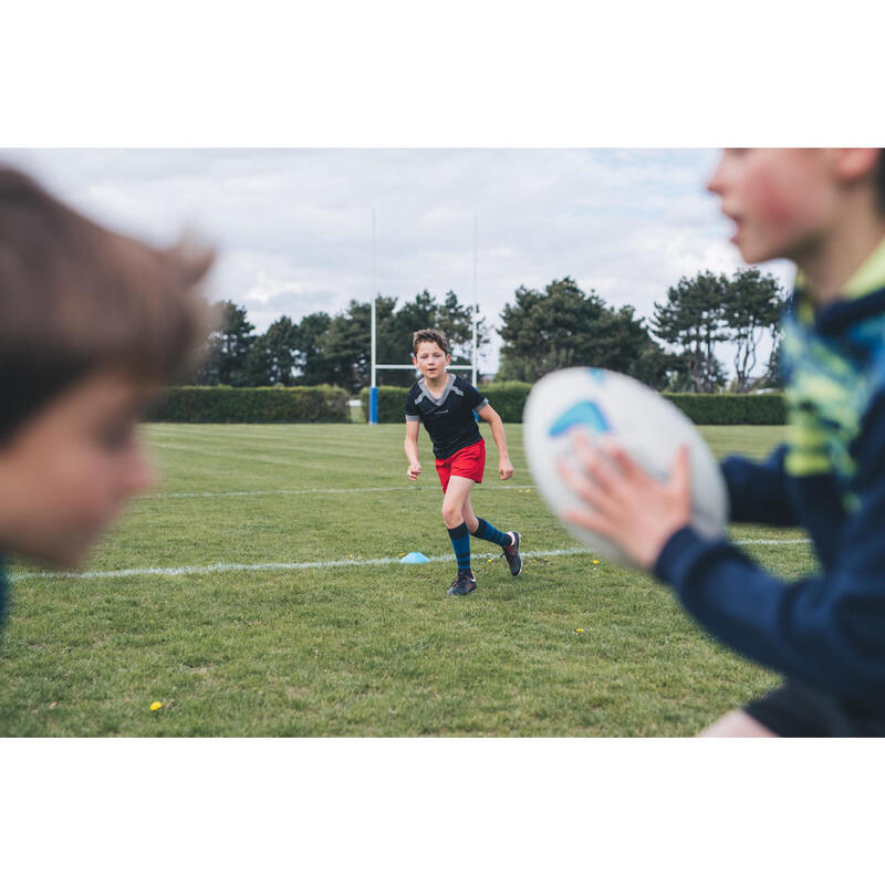 Short de Rugby R100 avec poches enfant rouge