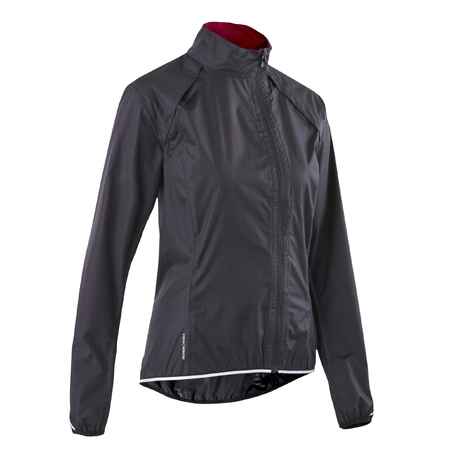 CHAQUETA IMPERMEABLE CICLISMO MUJER 500 NEGRO