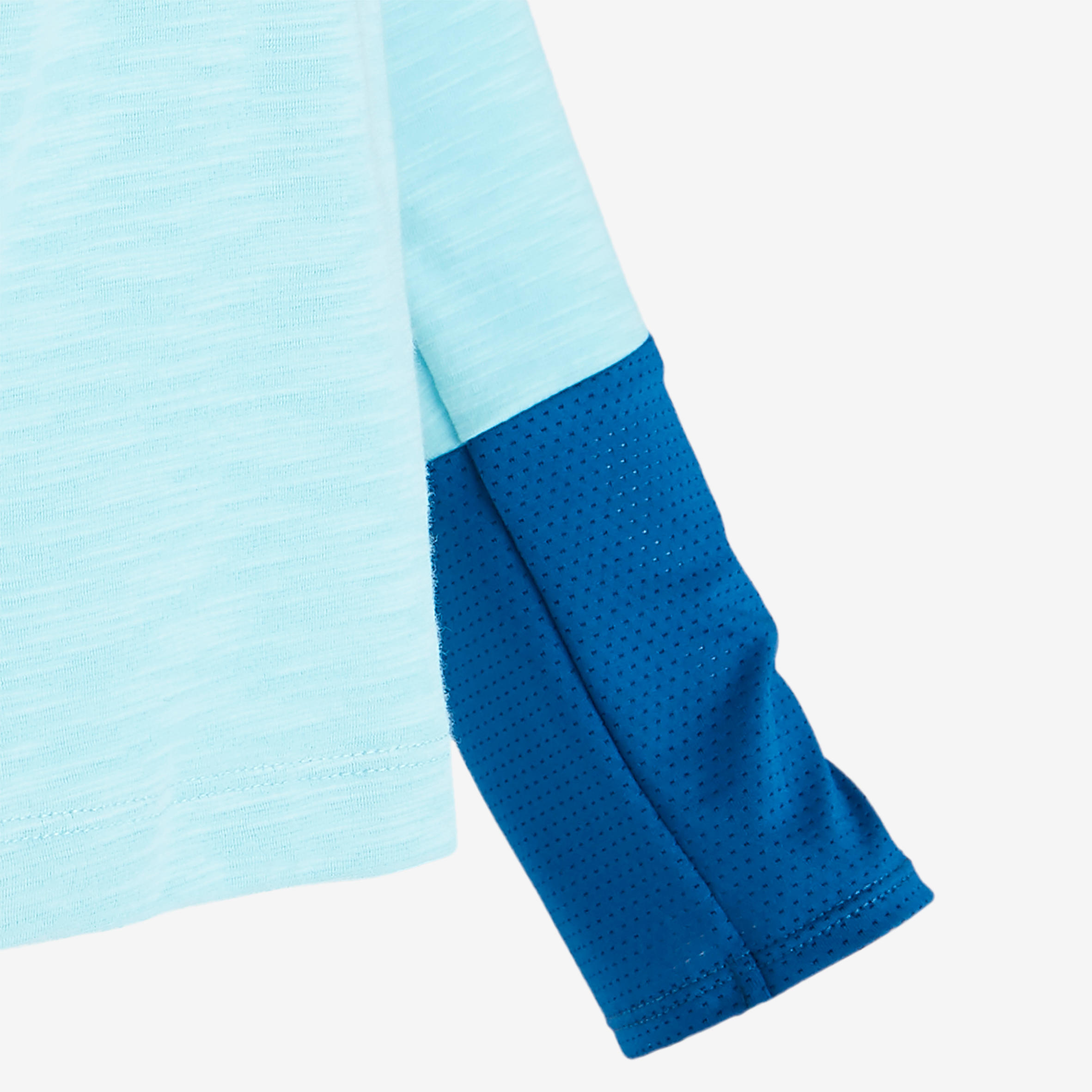 500 Girls' Breathable Cotton Long-Sleeved Gym T-Shirt - Blue Print 6/6