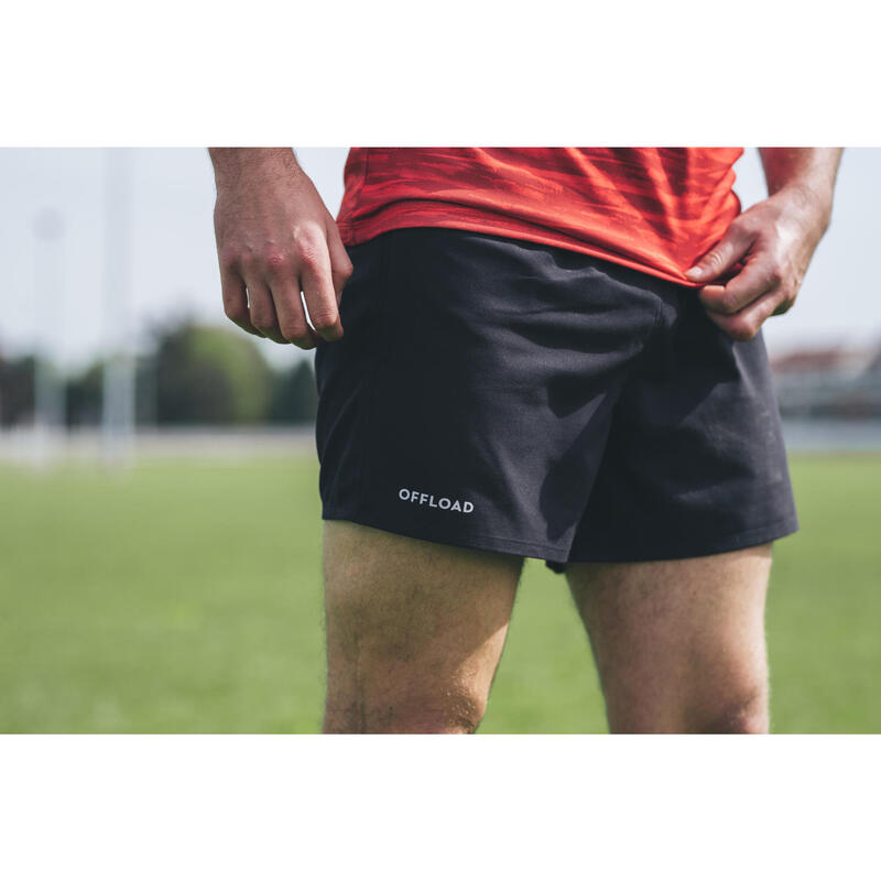 Şort rugby R100 Negru Adulți