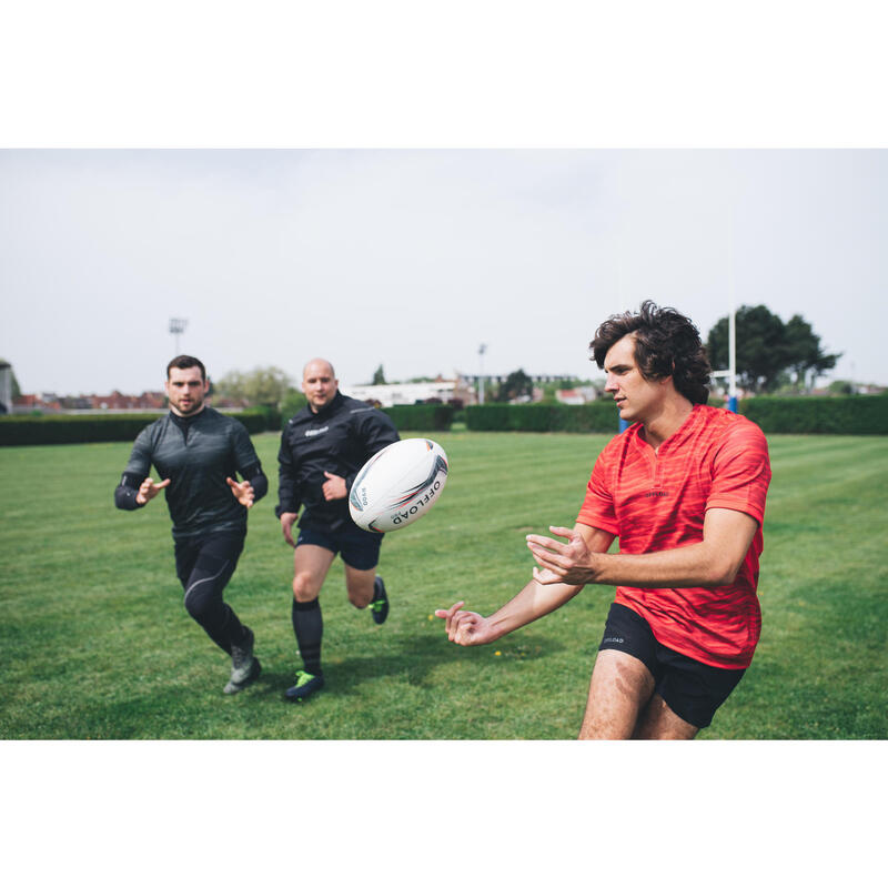 Şort rugby R100 Negru Adulți
