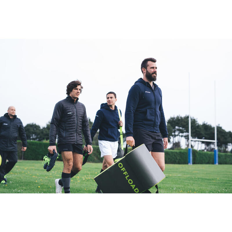 Ragbyová prošívaná bunda na zip Club Coach Rugby 500 černá