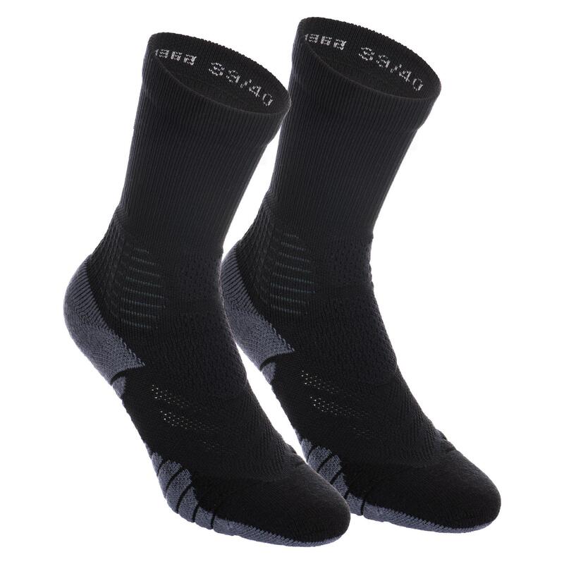 Basketballsocken SO900 Mid Erwachsene schwarz 2er-Pack