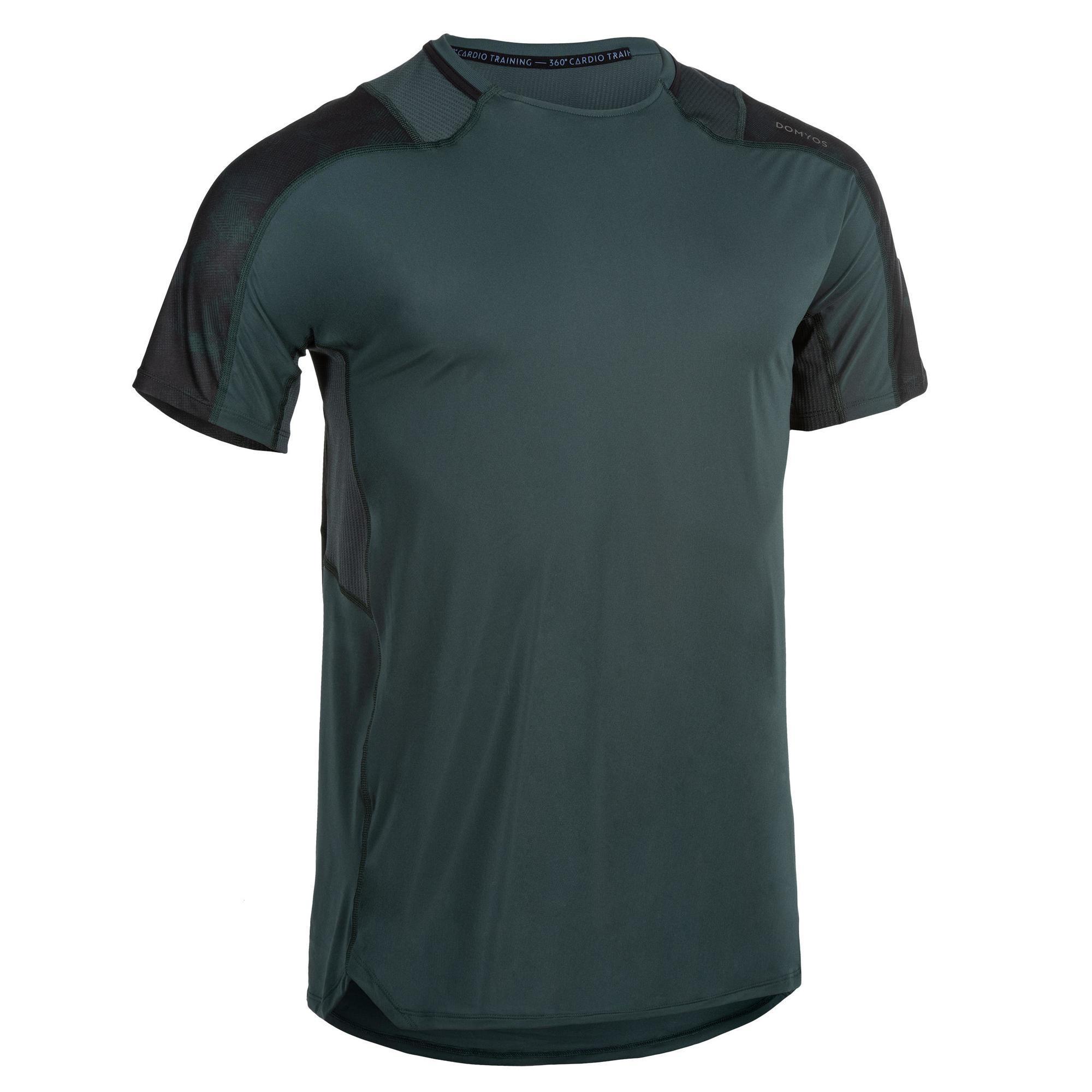 Domyos T Shirt Voor Cardiofitness Heren Fts 500 Kaki Groen domyos kopen in de aanbieding