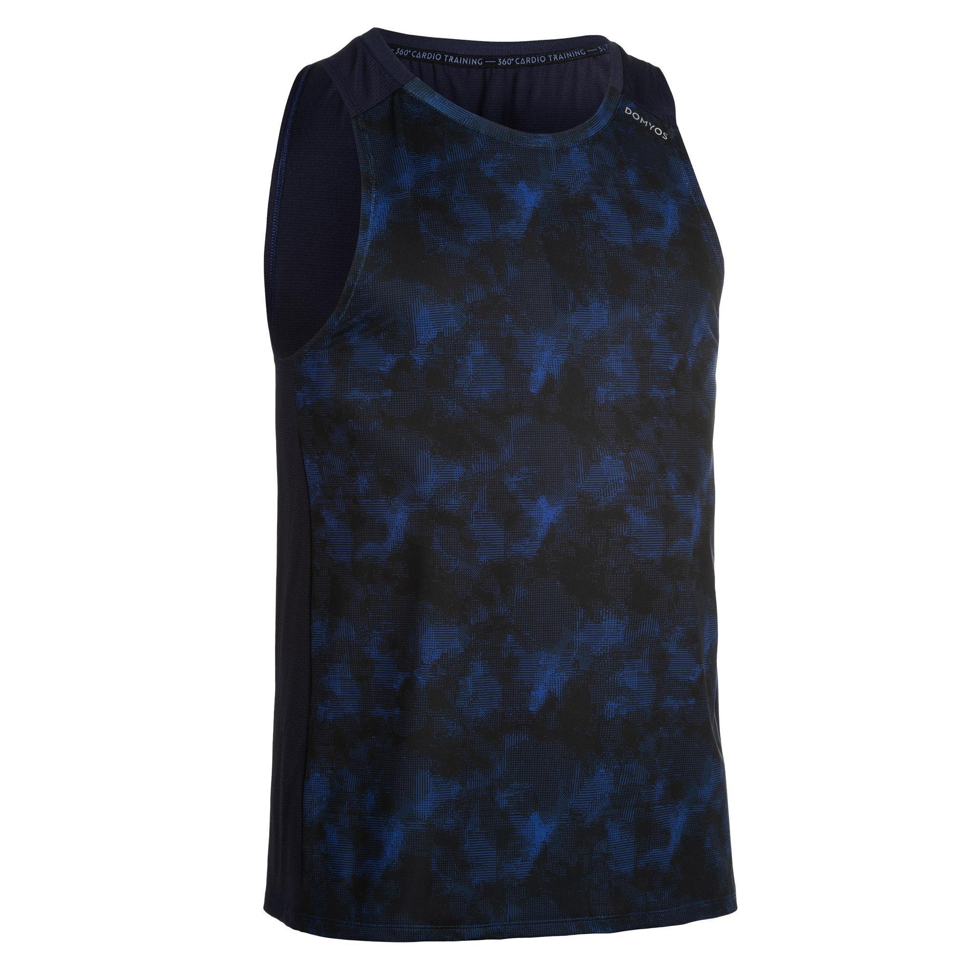 Domyos Mouwloos Shirt Voor Cardiofitness Heren Fta 500 Blauw domyos kopen in de aanbieding