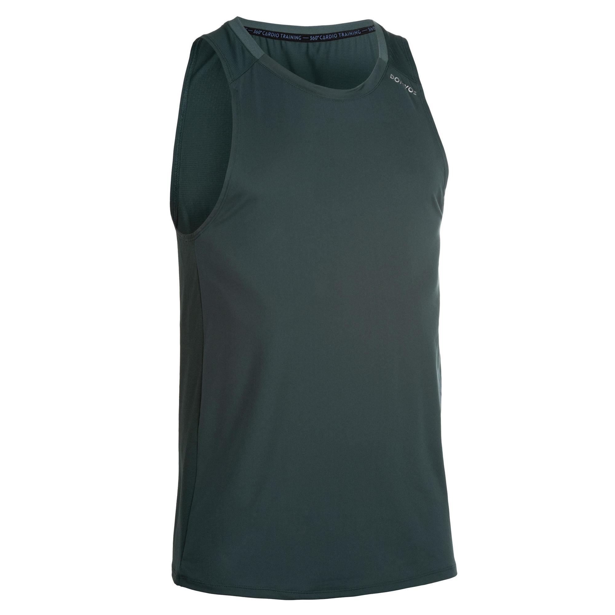 Domyos Mouwloos Shirt Voor Cardiofitness Heren Fta 500 Kakigroen domyos kopen in de aanbieding