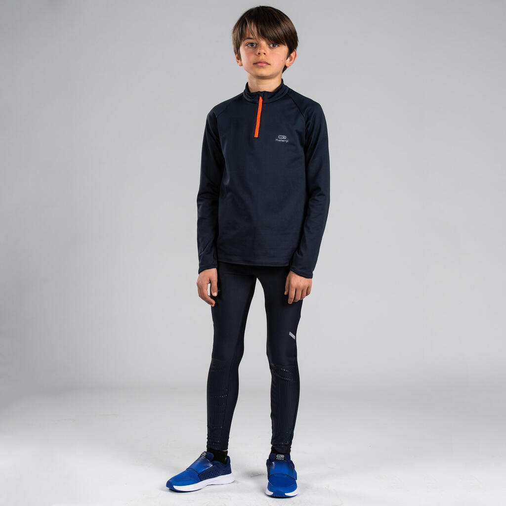 Laufshirt langarm Essential Kinder dunkelgrau