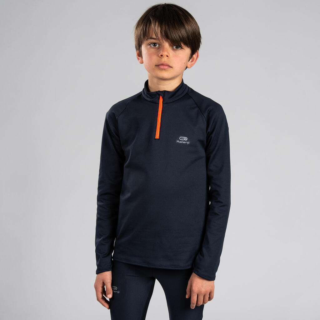 Laufshirt langarm Essential Kinder dunkelgrau