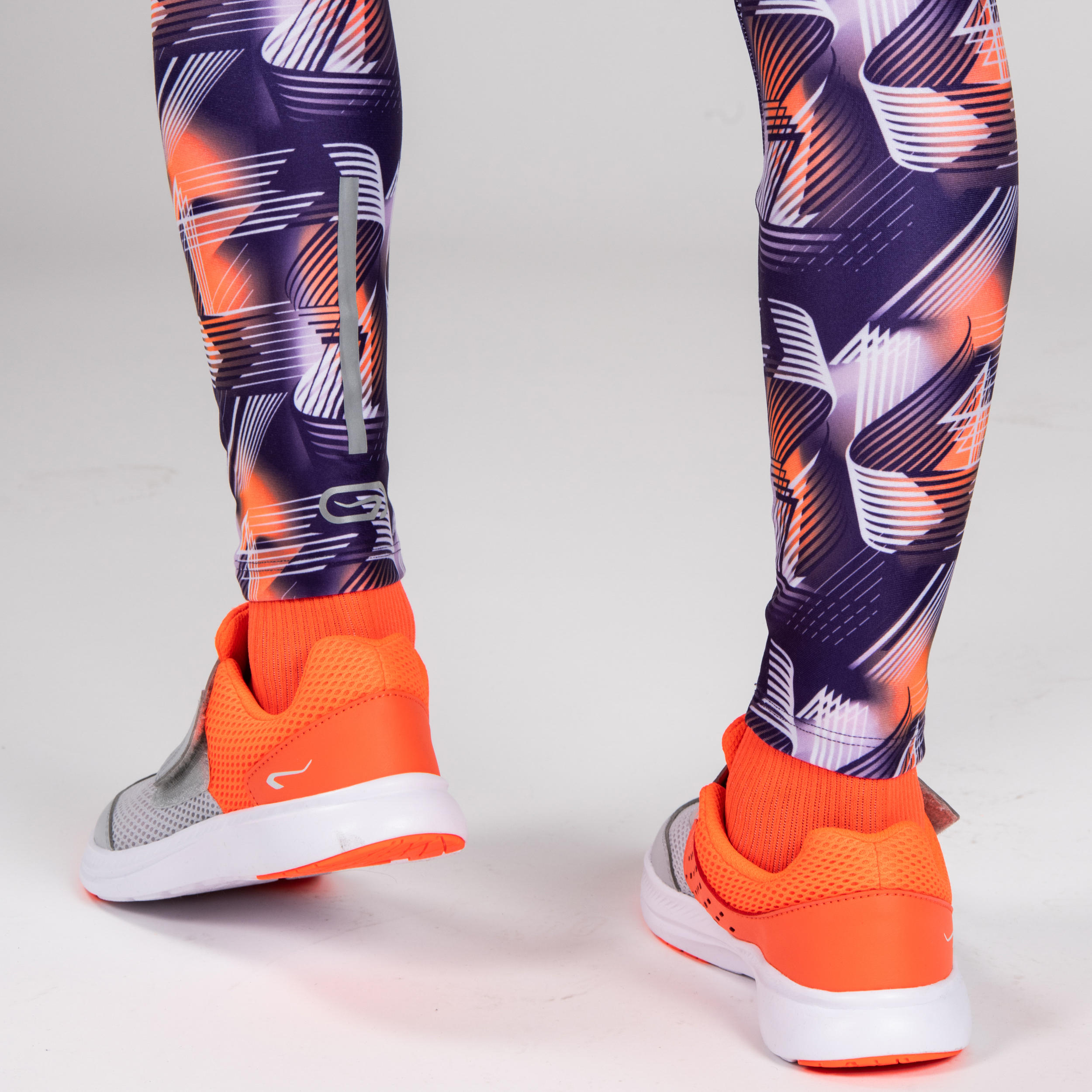 Kids' Athletics Tights AT100 - Purple Print 7/10