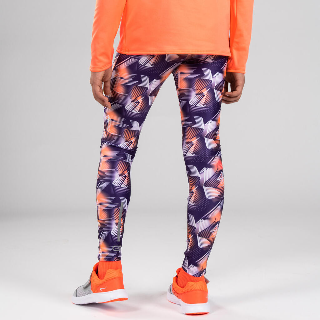 Kids' Athletics Tights AT100 - Purple Print