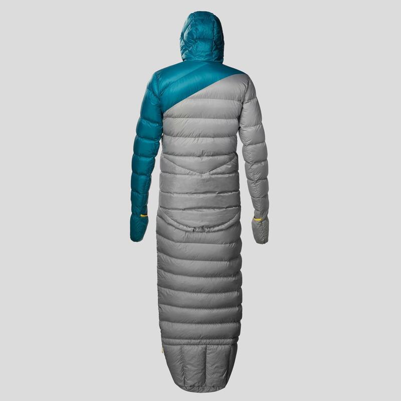 Slaapzak-jas Sleeping Suit Trek 900 10° dons blauw/grijs