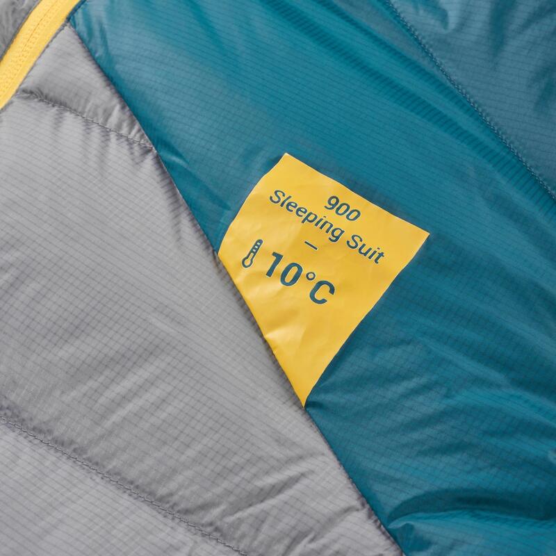 Slaapzak-jas Sleeping Suit Trek 900 10° dons blauw/grijs