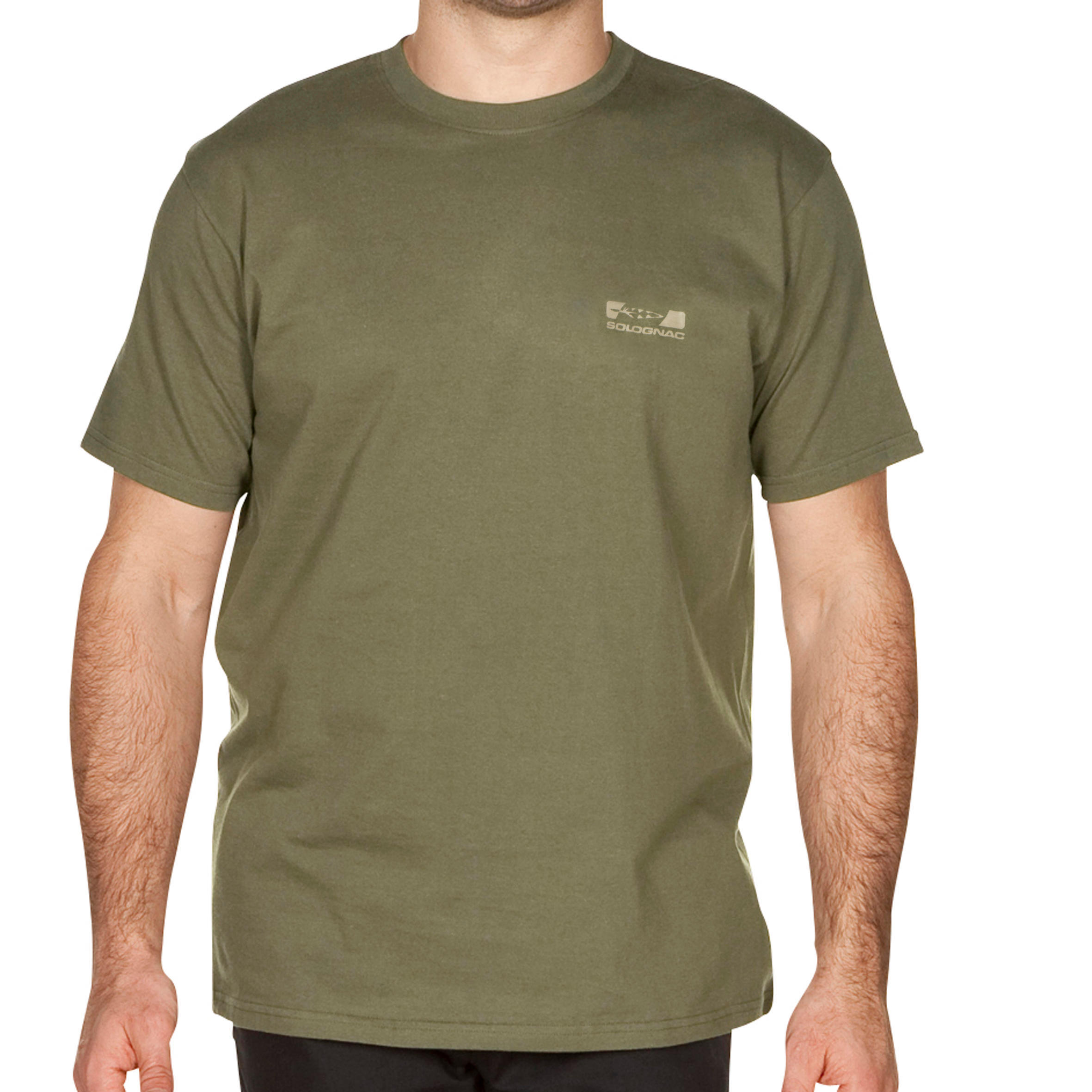 Camiseta Manga Corta Hombre Caza Solognac 100 Algodon Verde Decathlon