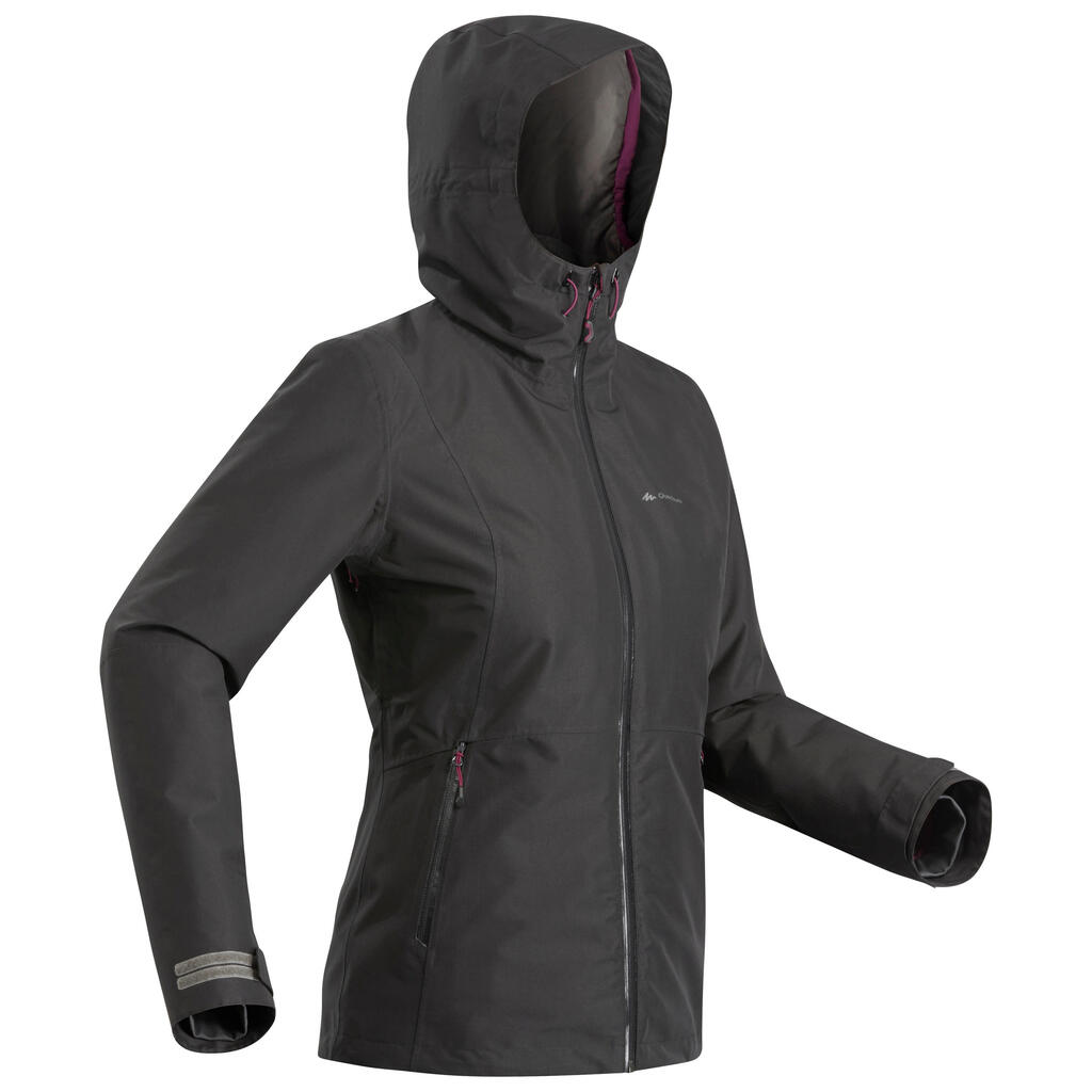 Chaqueta 3 usos en 1 de trekking de viaje para Mujer Forclaz Travel500 negro