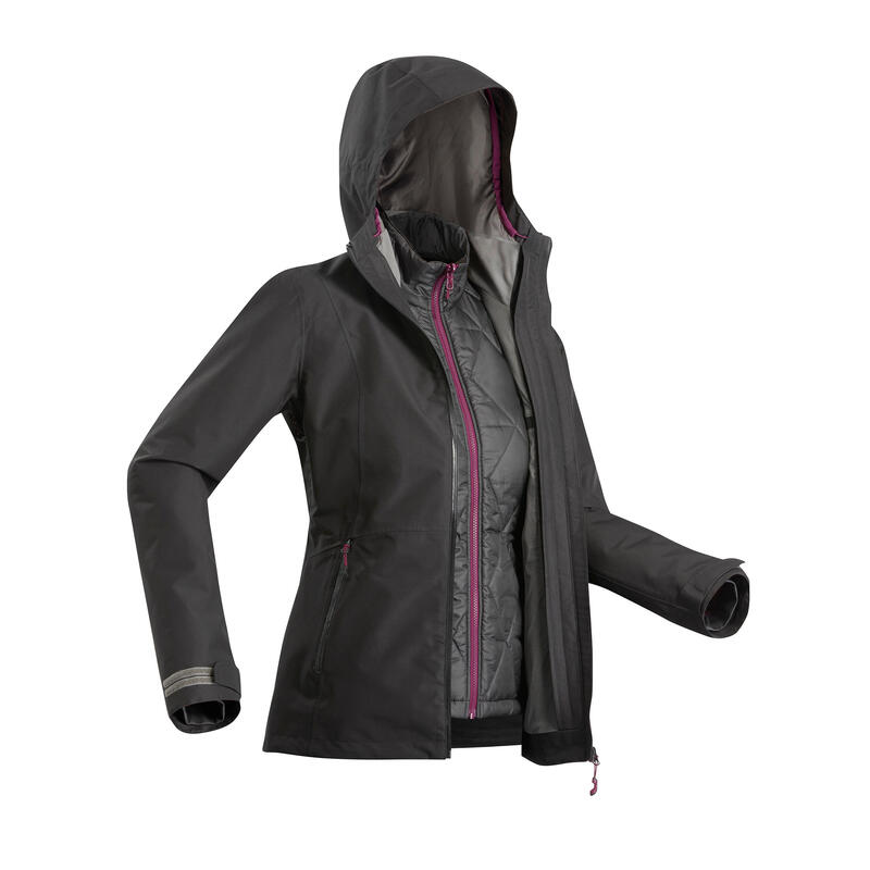 Chaqueta trekking Rainwarm 500 3 en 1 mujer Forclaz Decathlon