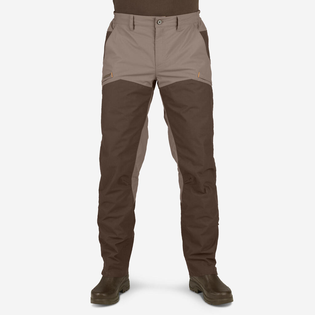 Poľovnícke nohavice Renfort nepremokavé zosilnené hnedé520
