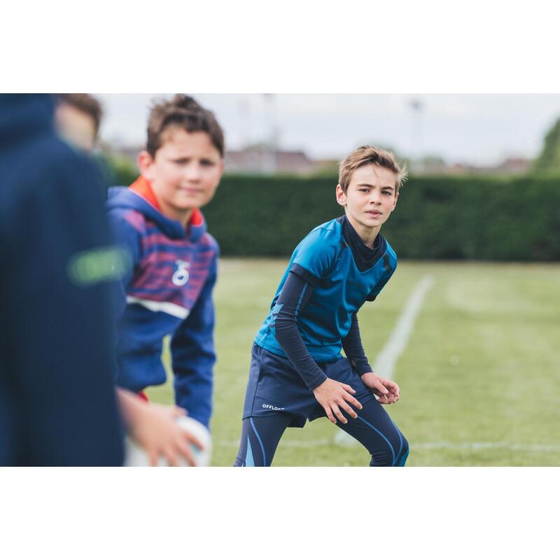 Short de Rugby R100 avec poches enfant bleu