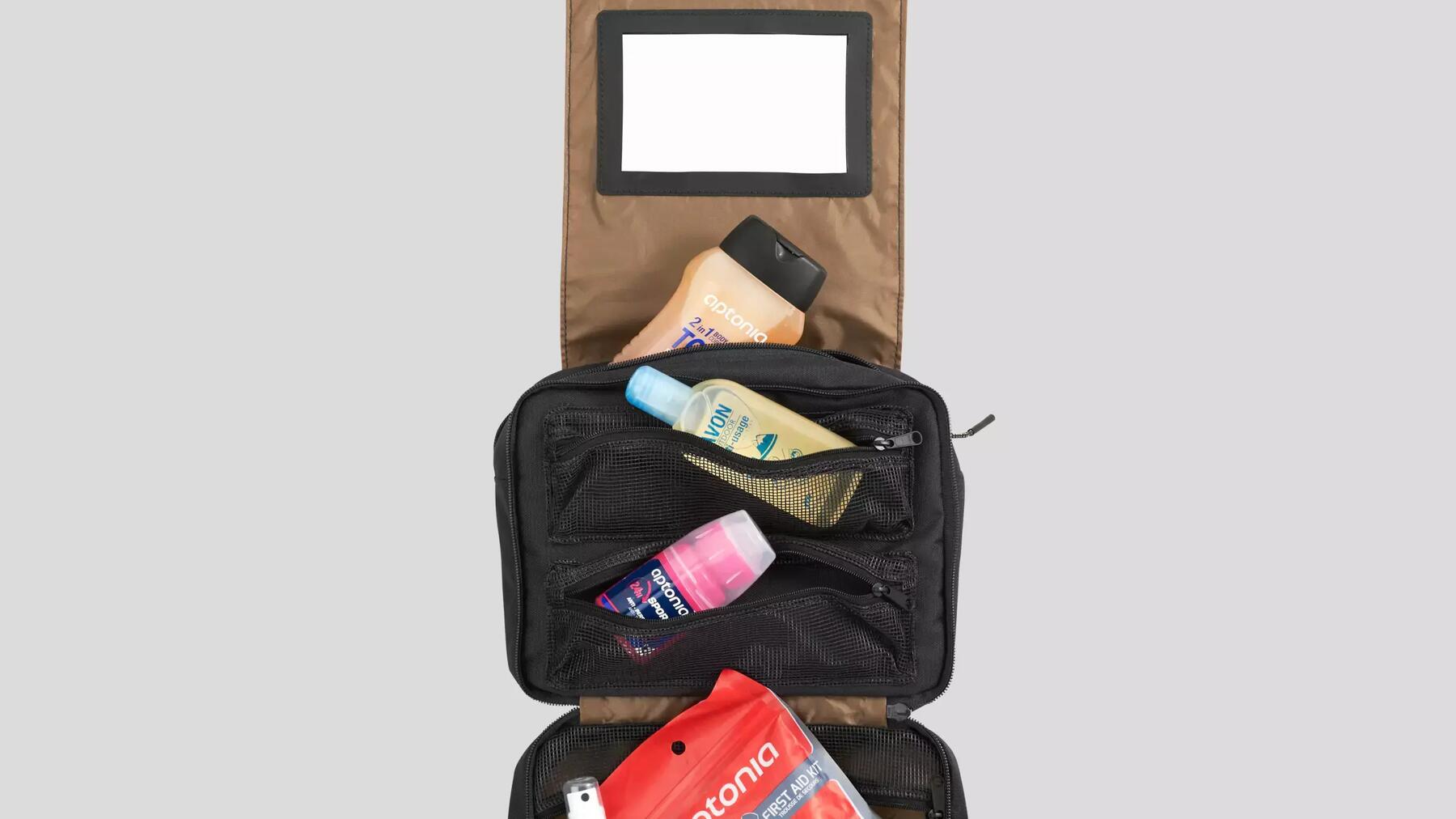 Filled toiletries bag