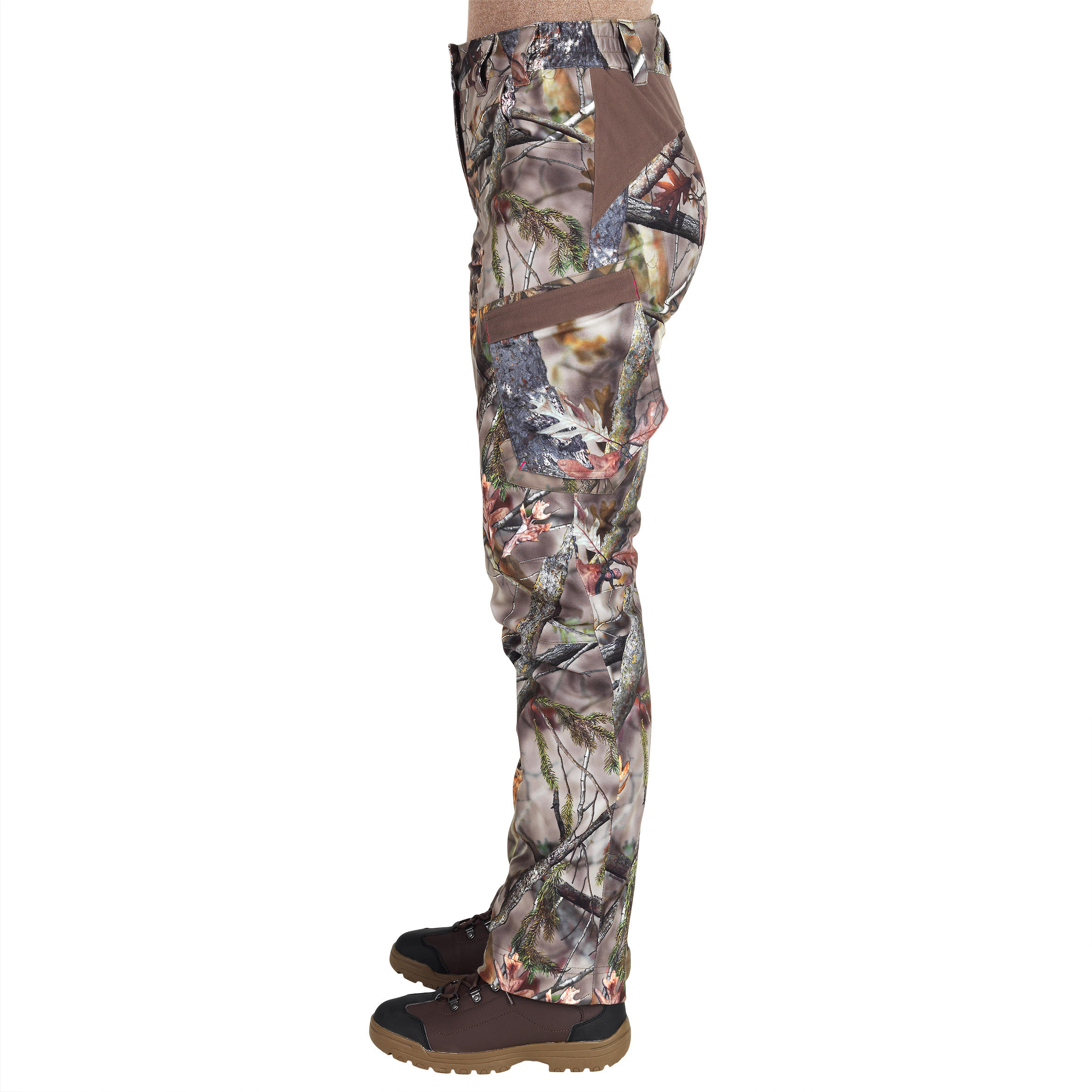 Pantalon de chasse imperméable chaud et silencieux femme - 500 camouflage - SOLOGNAC