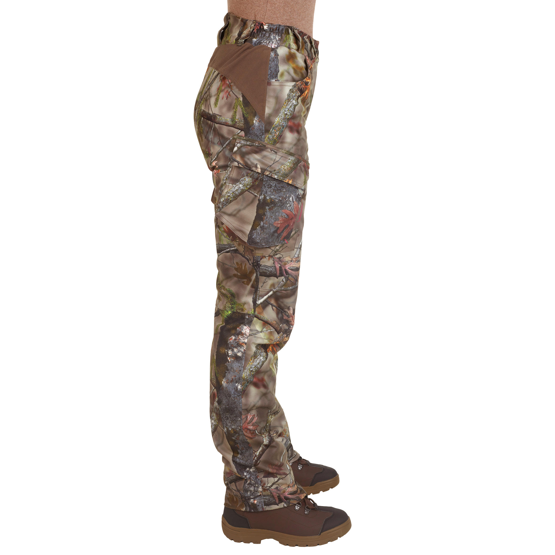 Pantalon de chasse imperméable chaud et silencieux femme - 500 camouflage - SOLOGNAC