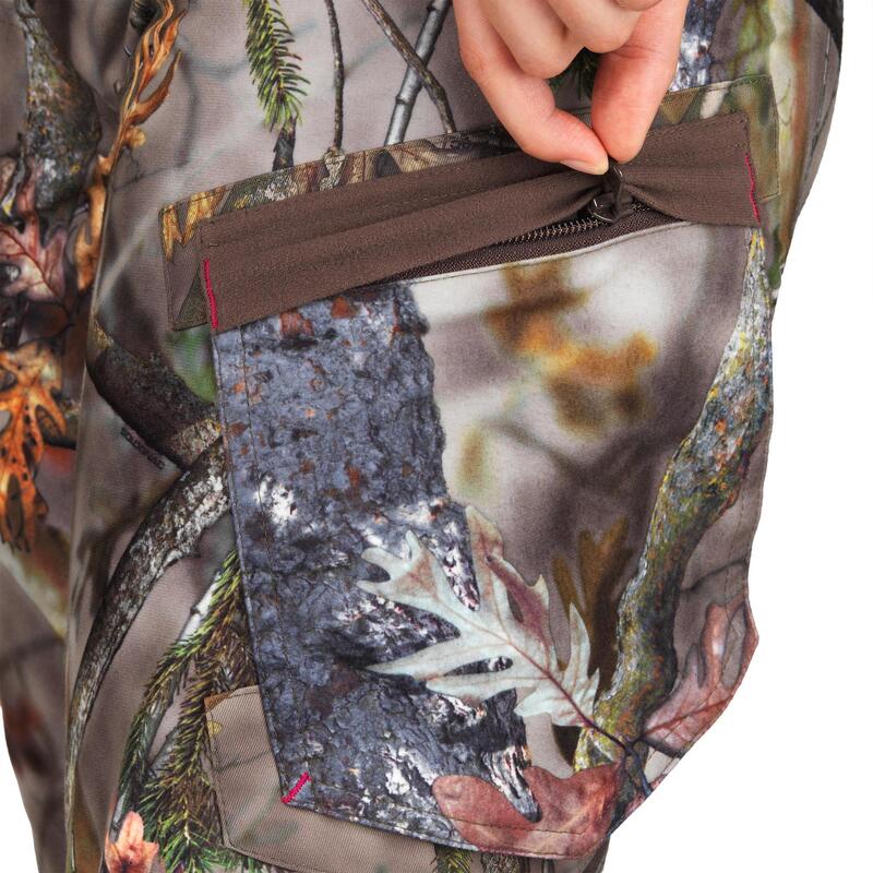 Pantaloni caccia donna 500 TREEMETIC impermeabili mimetici