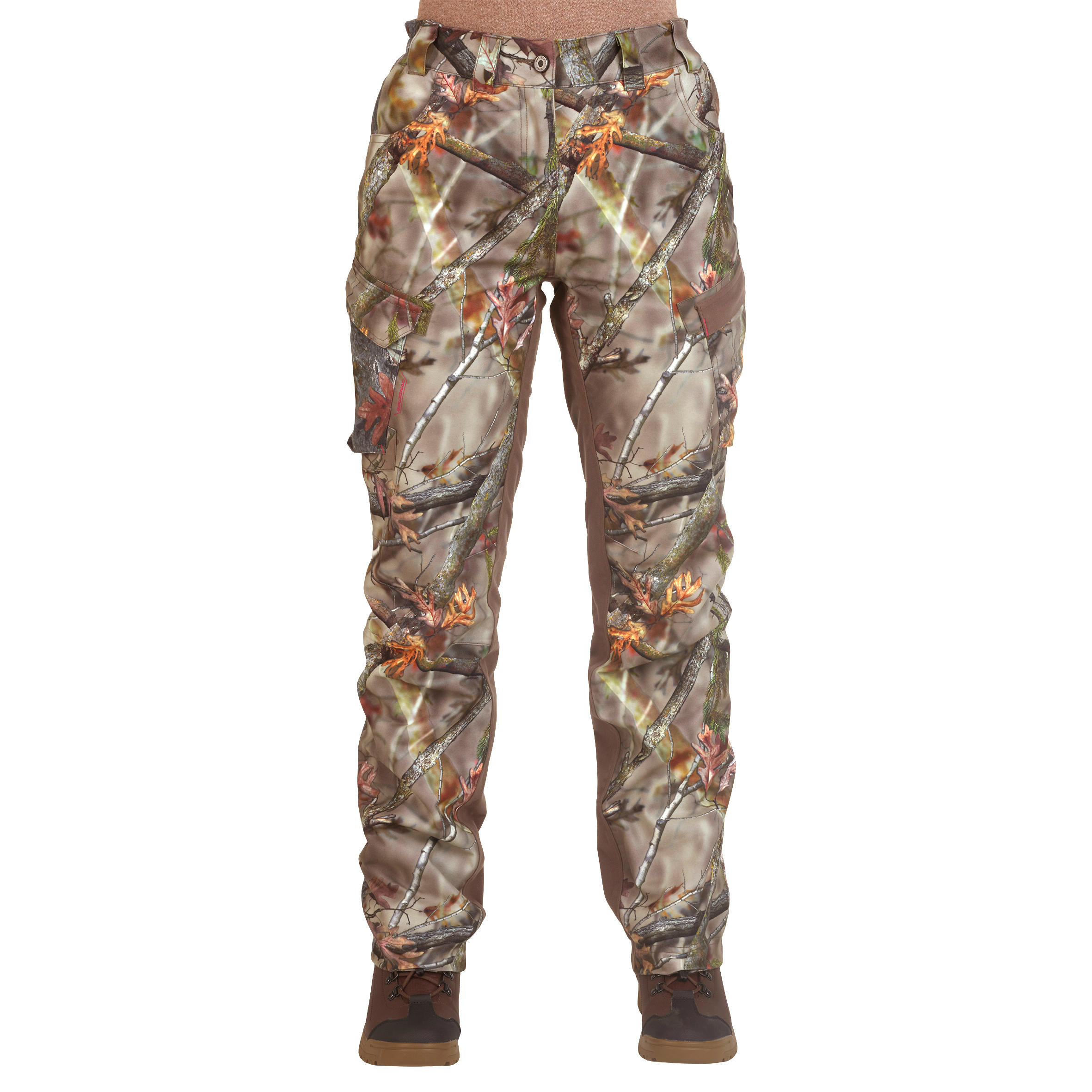 WOMEN'S HUNTING PANTS WARM WATERPROOF SILENT CAMOUFLAGE 500