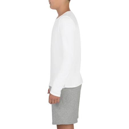 Kids' Basic Long-Sleeved Cotton T-Shirt - White