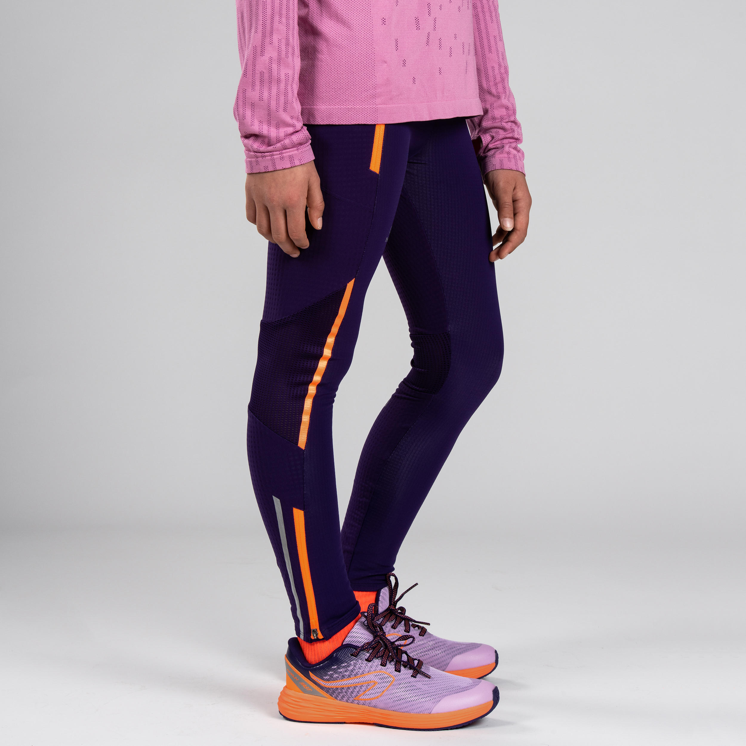 Girls' Athletics Tights Kiprun - Purple 