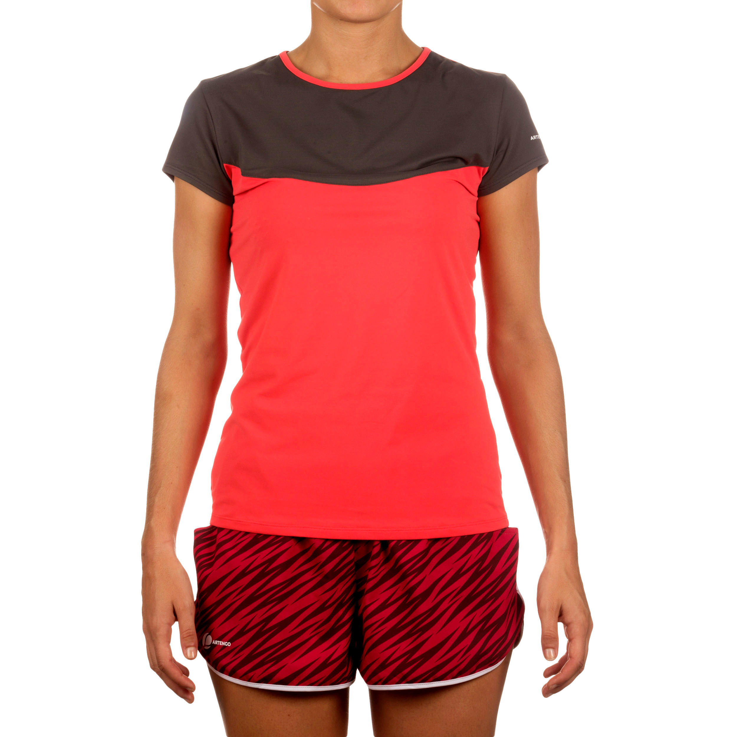 ARTENGO T-shirt tennis donna SOFT grigio-rosa