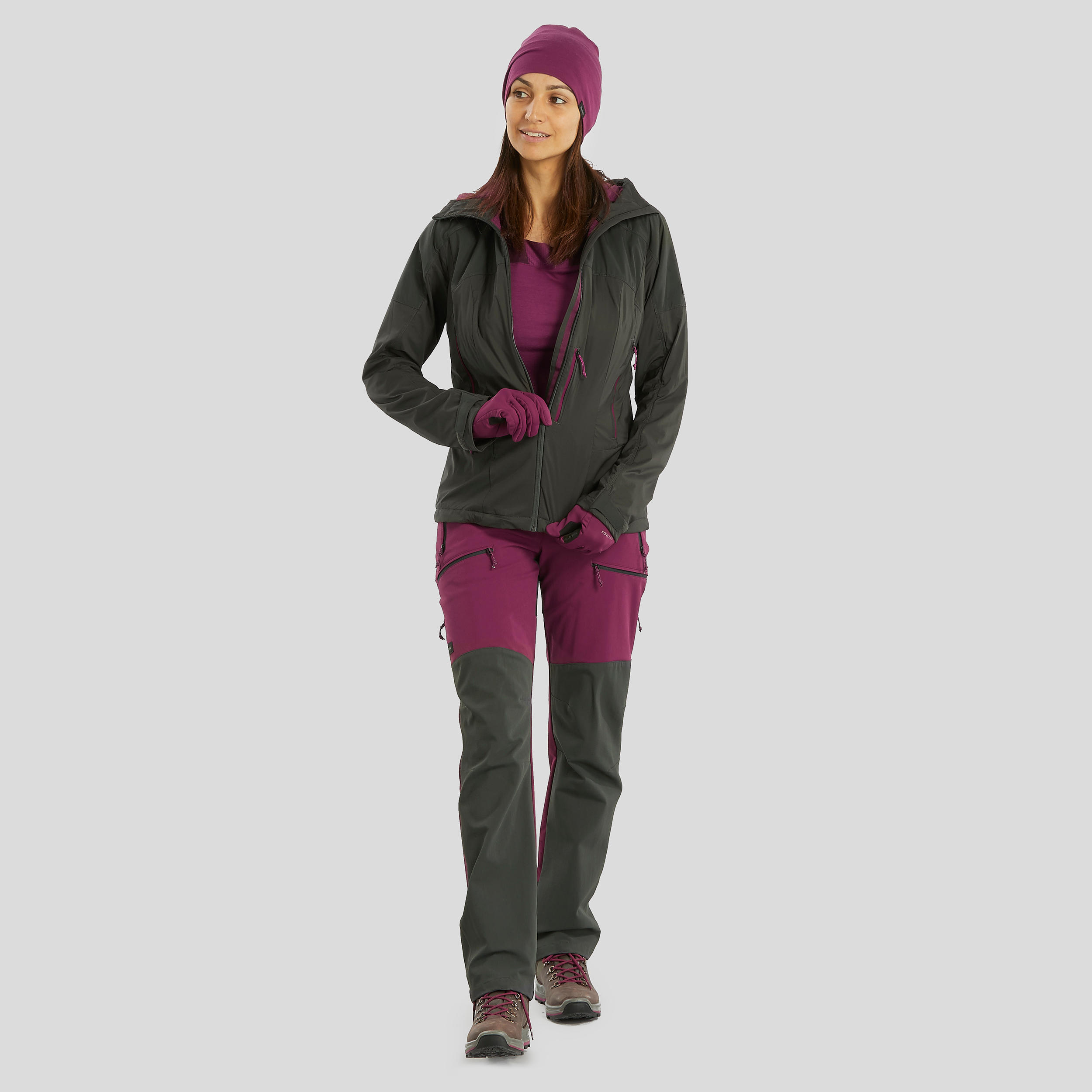 Softshell de montaña y trekking con capucha Mujer Forclaz Trek900 verde 3/10