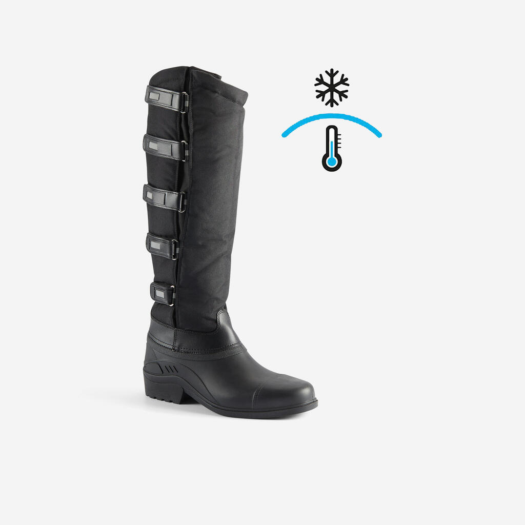 Winter-Reitstiefel mit Klettverschluss Erwachsene schwarz