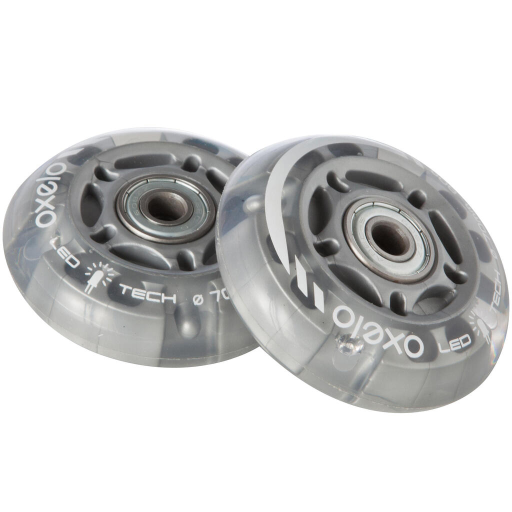 2 ruedas luminosas con rodamientos patín en línea niños 70 mm 82A para FIT3