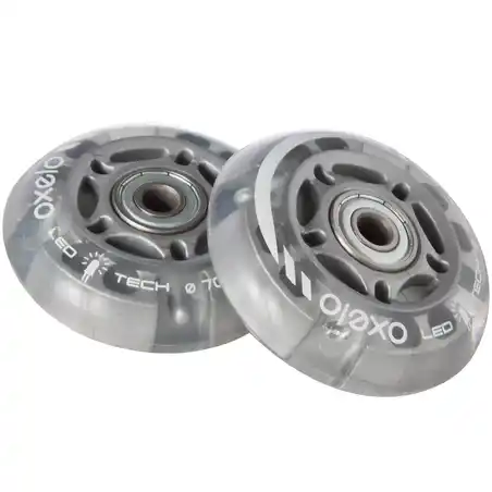 Kids' 70 mm 80A Light-Up Inline Skate Wheels with Bearings for FIT3 Twin-Pack