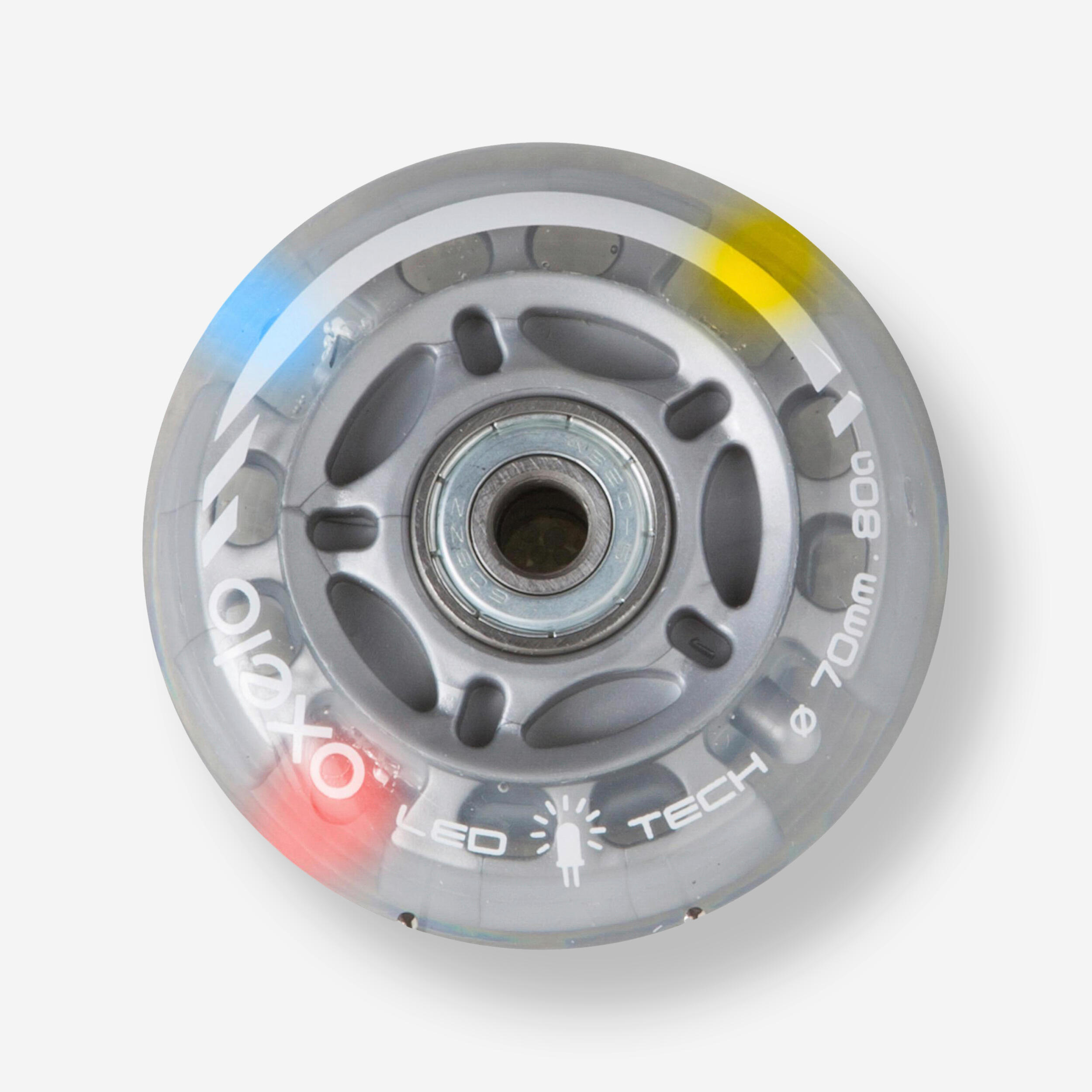 Decathlon | Ruote luminose roller bambino FIT 3 FLASH 70 mm 82 A cuscinetti |  Oxelo