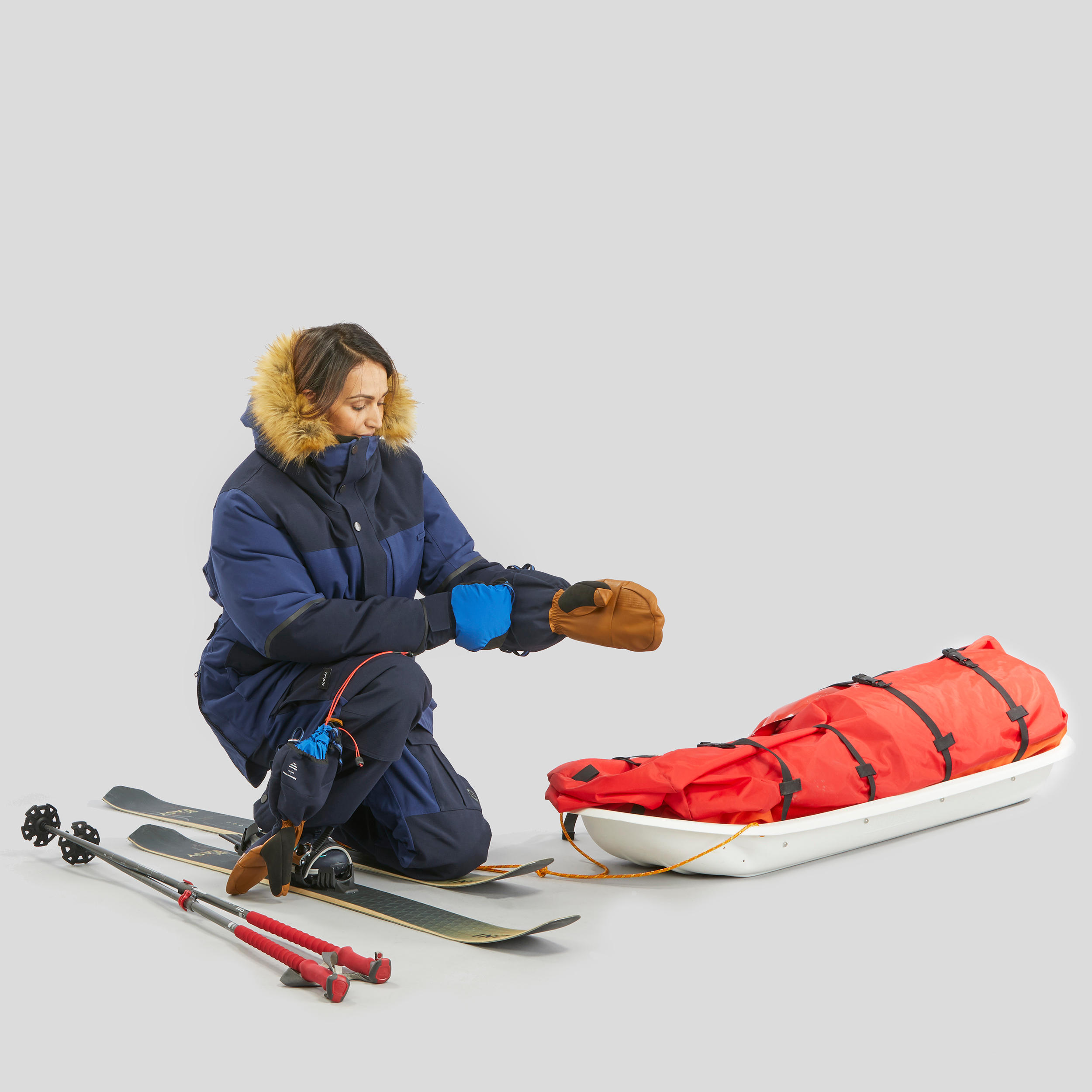 Waterproof extra-warm Arctic 900 trekking parka jacket Blue 27/28