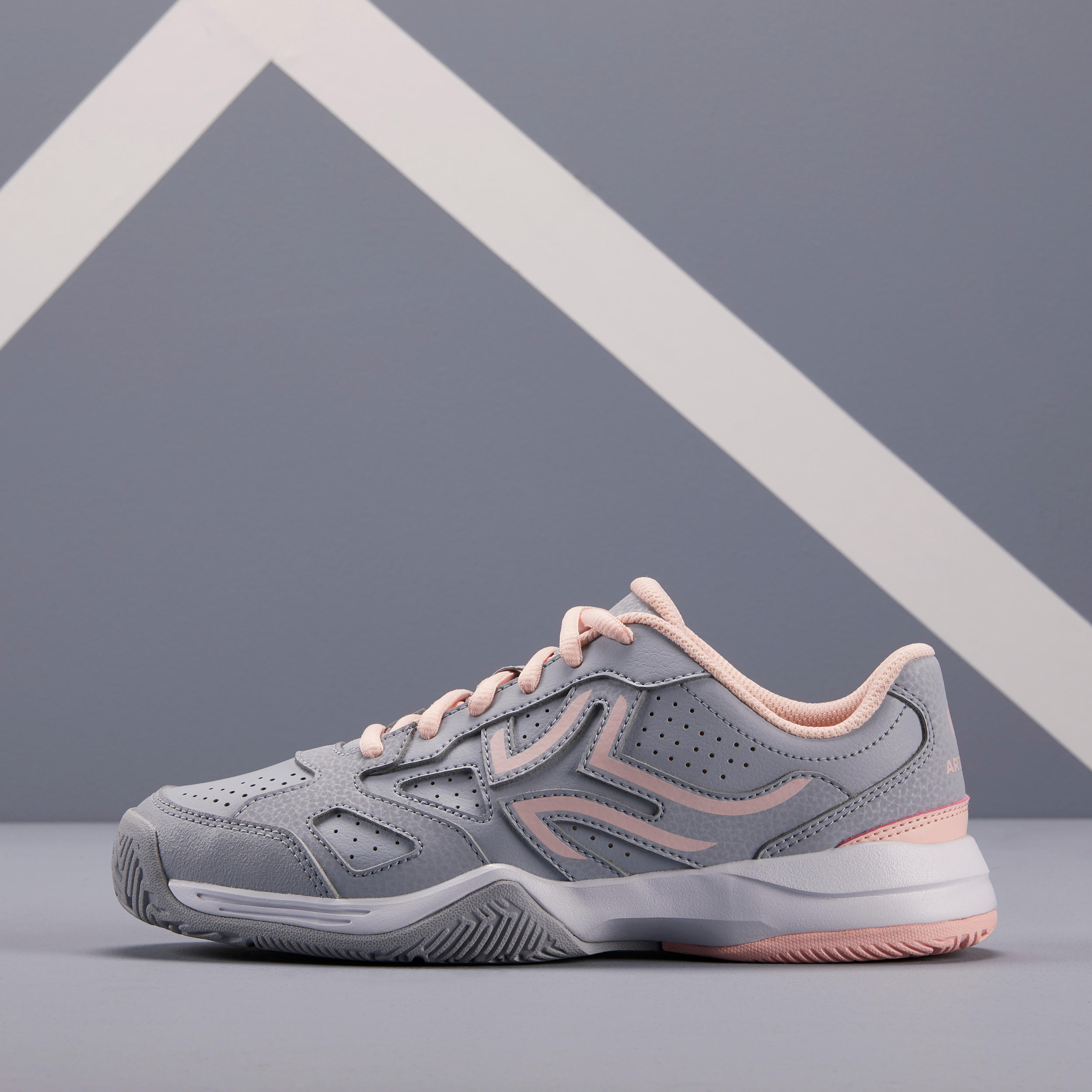 TS530 Kids' Tennis Shoes - Grey/Pink 3/9