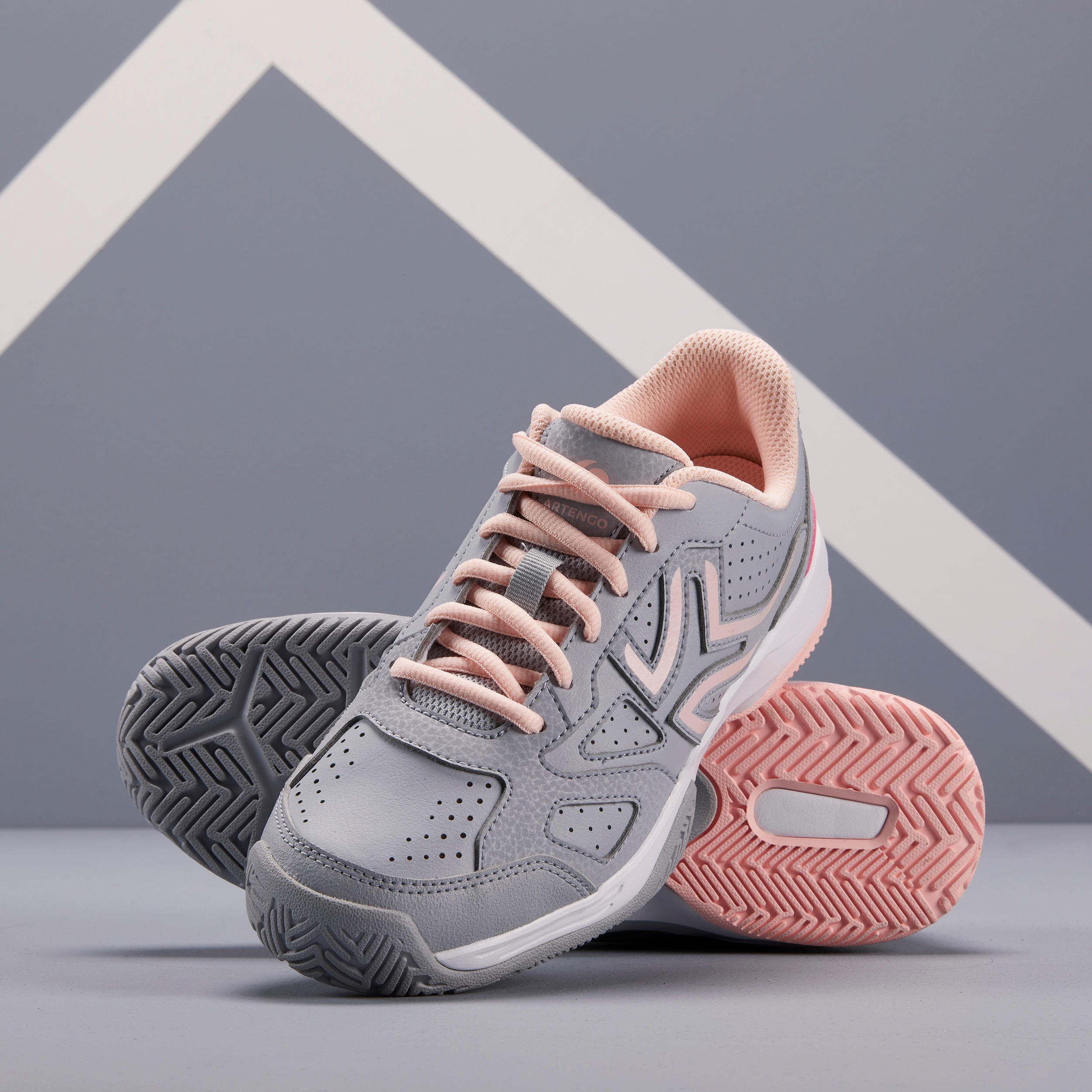 TS530 Kids' Tennis Shoes - Grey/Pink 7/9