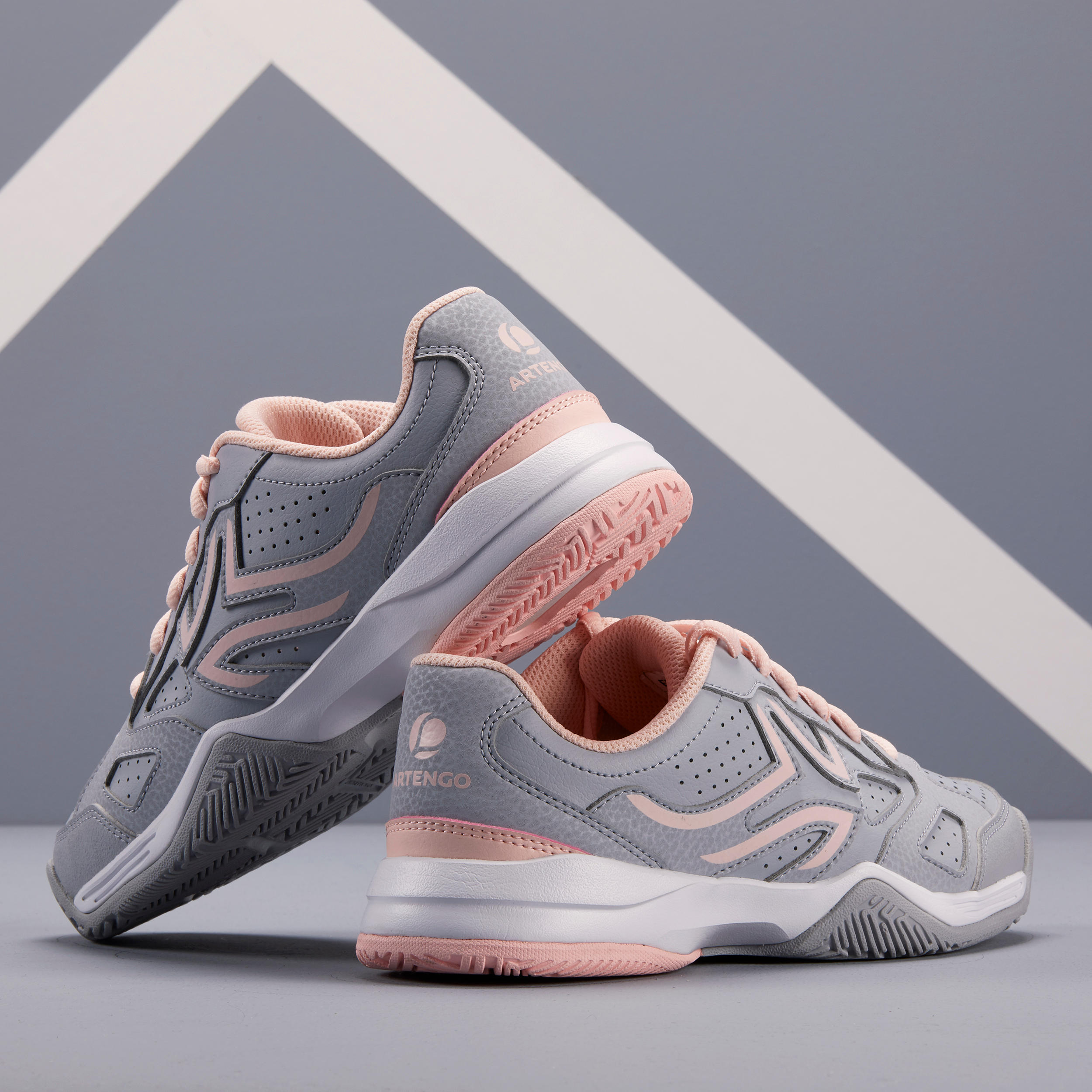 TS530 Kids' Tennis Shoes - Grey/Pink 8/9
