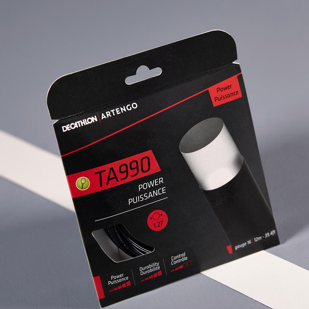 „TA 990 Power“ 1,27 mm vienagyslės teniso stygos – juodos