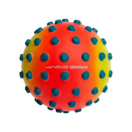 Orange small learning to swim ball with blue dots