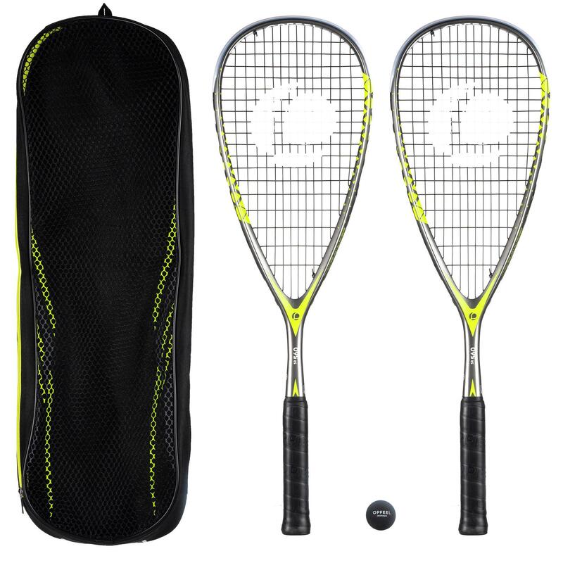 SET RAQUETTE DE SQUASH SR 560 CLUB (2 RAQUETTES, BALLE POINT ROUGE ET SA HOUSSE)