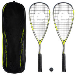 SET RAQUETTE DE SQUASH SR 560 CLUB (2 RAQUETTES, BALLE POINT ROUGE ET SA HOUSSE)