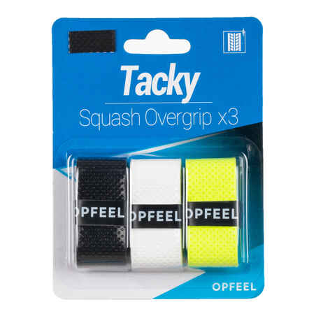 Squash-Griffband Tacky Overgrip weiß/schwarz/gelb