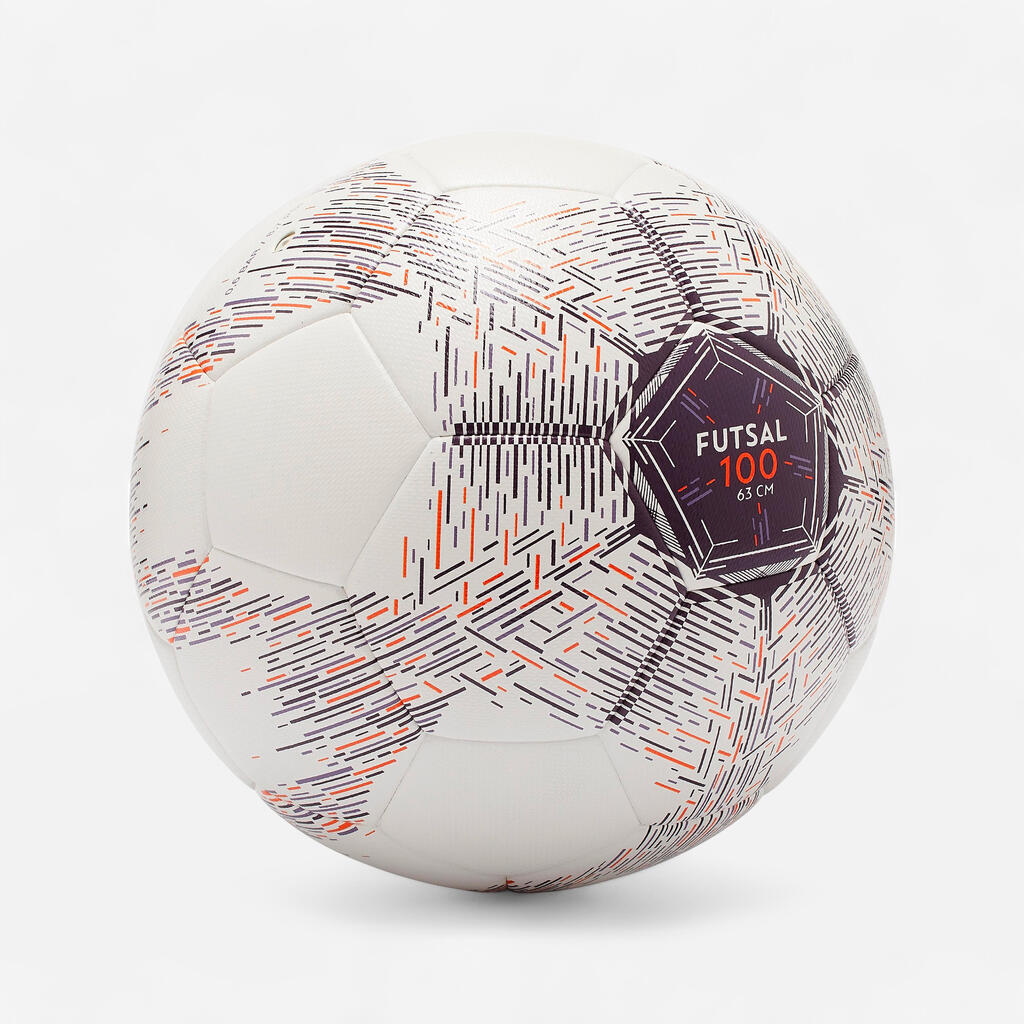Ballon de Futsal 100 Hybride 63cm blanc