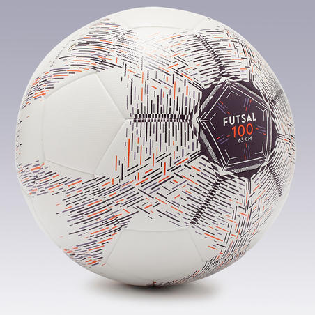 Ballon de Futsal 100 Hybride 63cm blanc