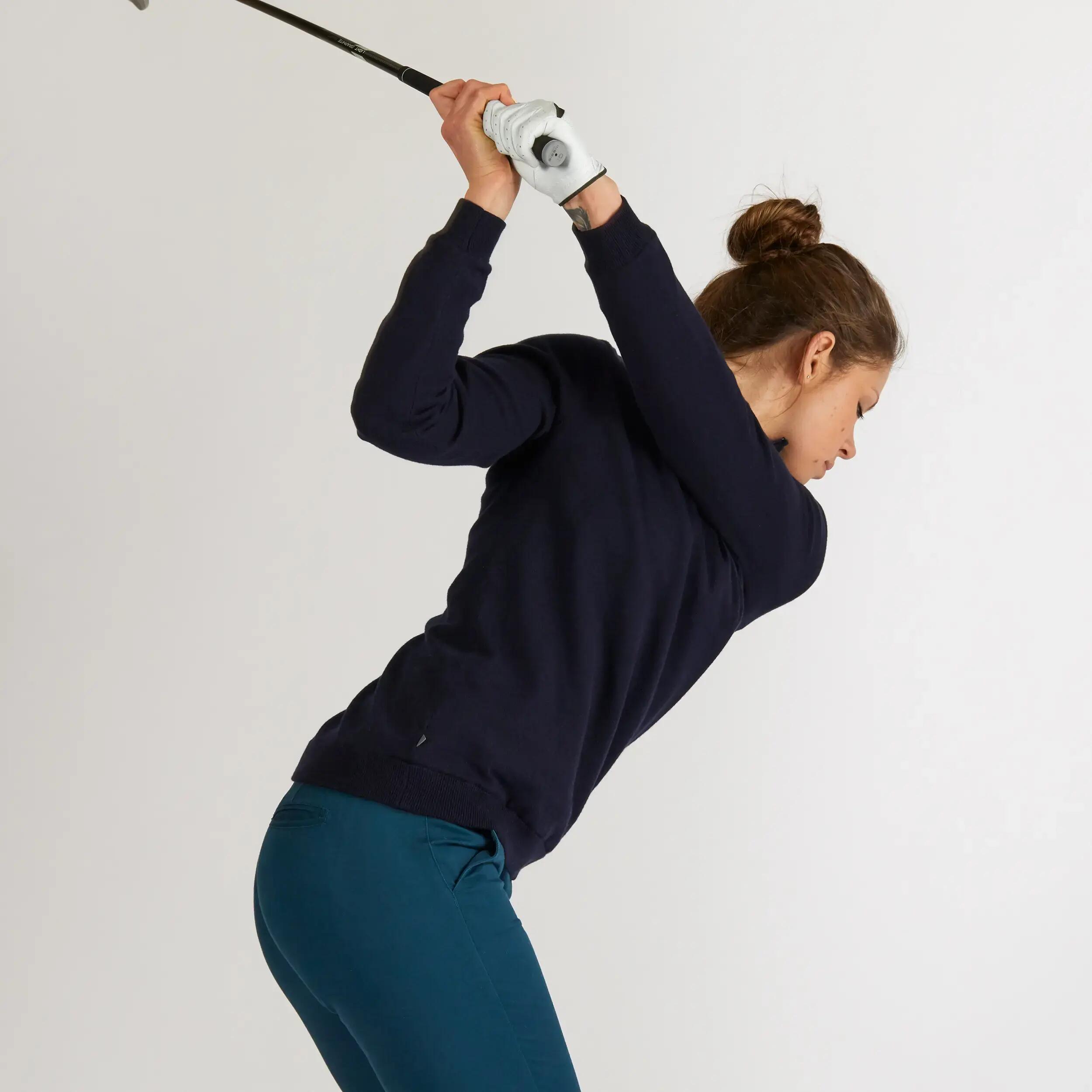 SUÉTER CORTAVIENTO DE GOLF PARA MUJER CLIMA CÁLIDO AZUL MARINO 4/10