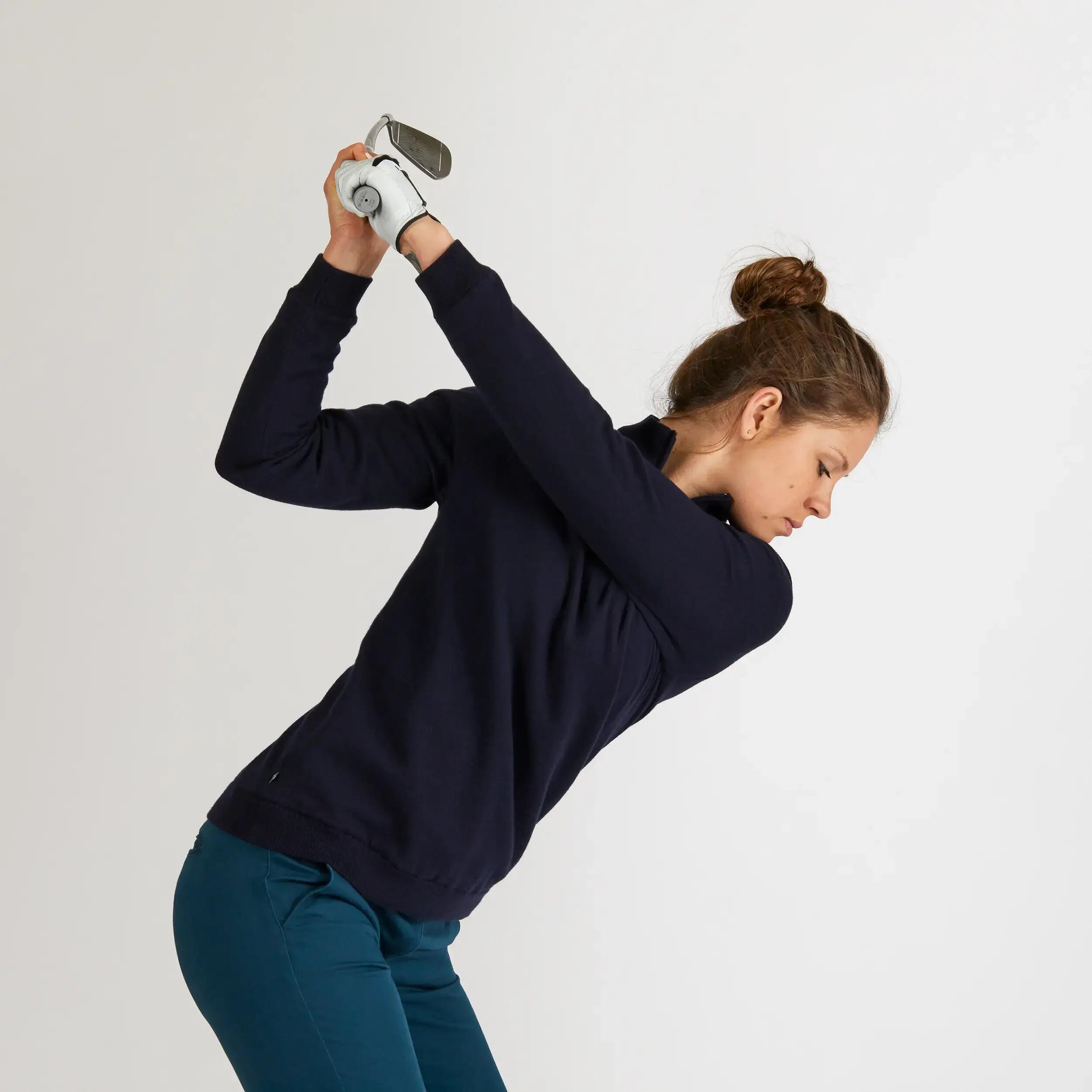 SUÉTER CORTAVIENTO DE GOLF PARA MUJER CLIMA CÁLIDO AZUL MARINO 2/10