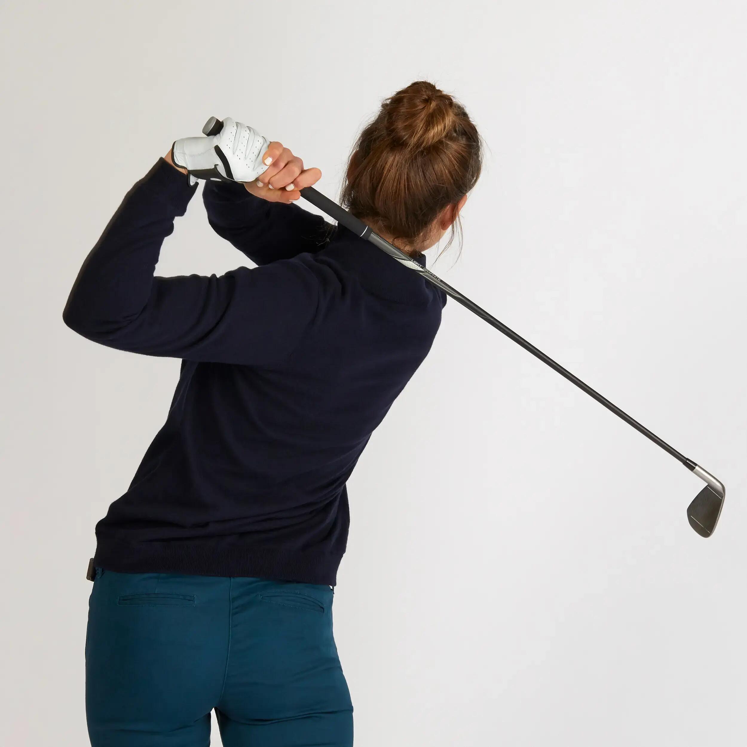 SUÉTER CORTAVIENTO DE GOLF PARA MUJER CLIMA CÁLIDO AZUL MARINO 6/10